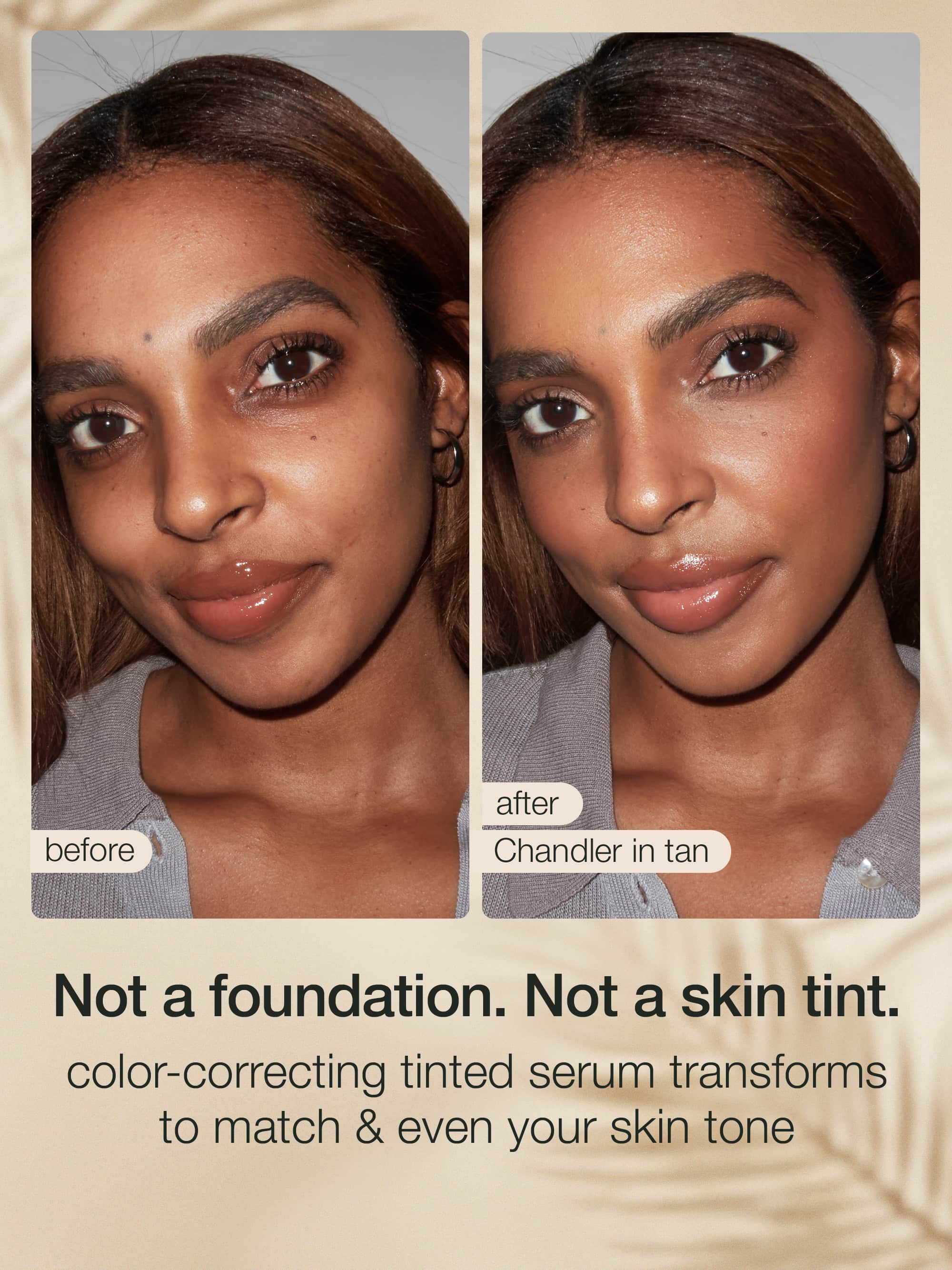Before and after comparison wearing CC serum
