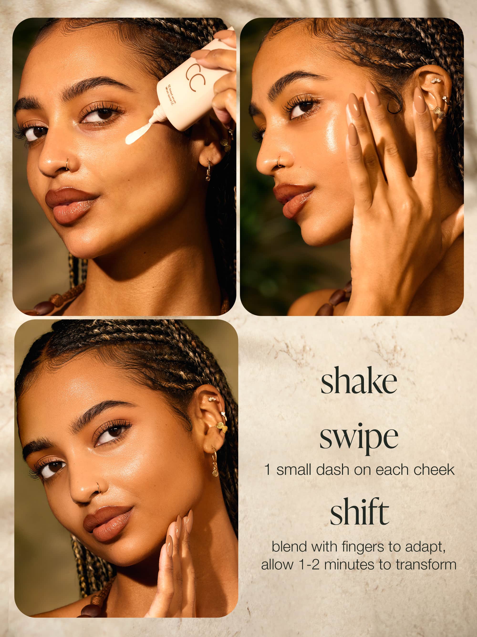 Before and after comparison wearing CC serum