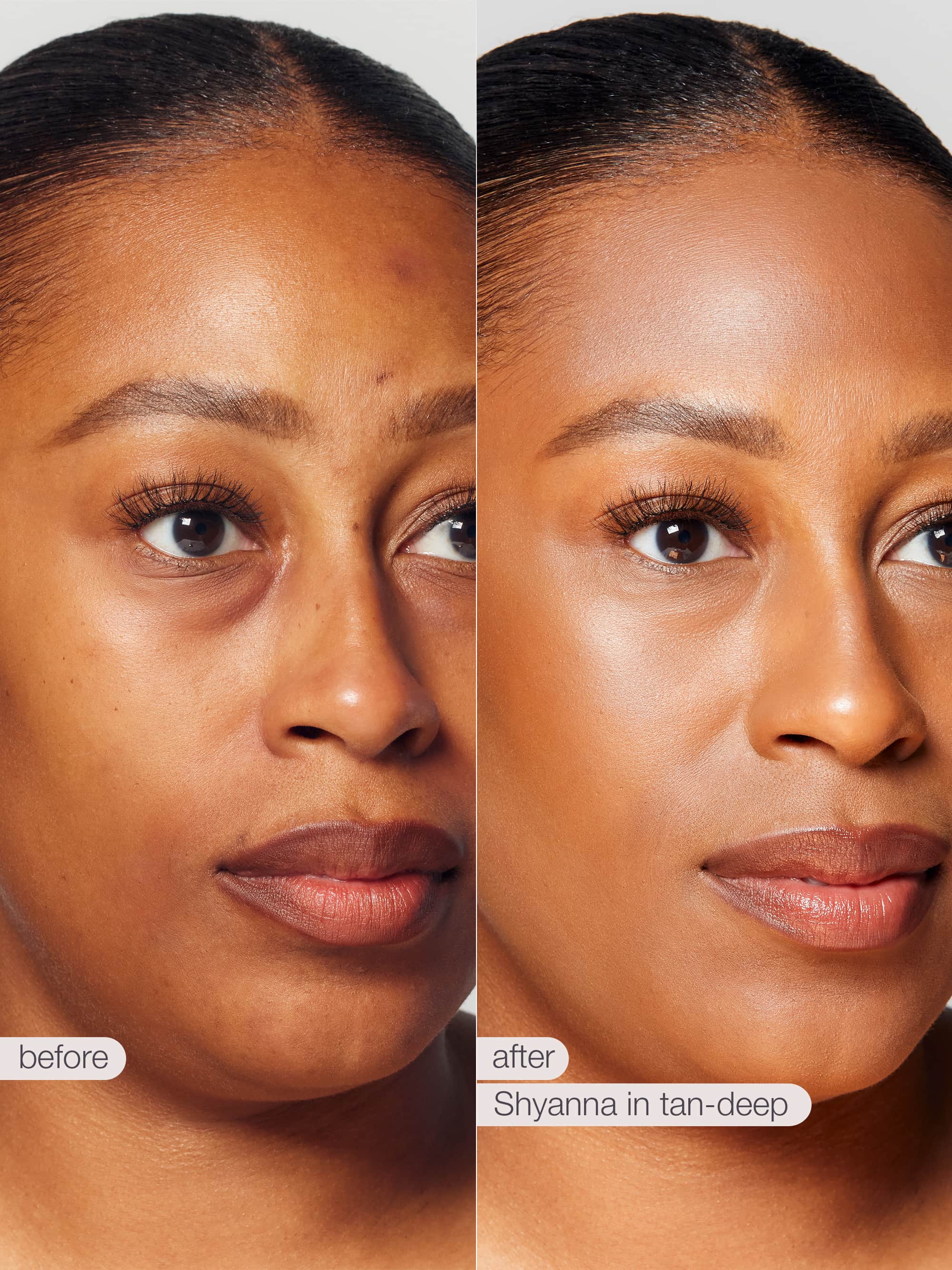 BB blur tinted moisturizer SPF 30 - tan-deep before/after