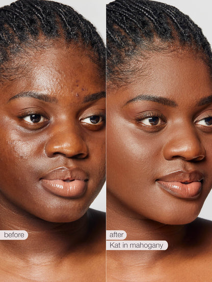 BB blur tinted moisturizer SPF 30 - mahogany before/after