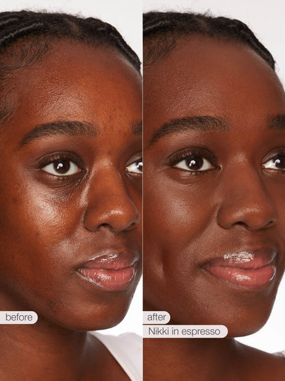 BB blur tinted moisturizer SPF 30 - espresso before/after